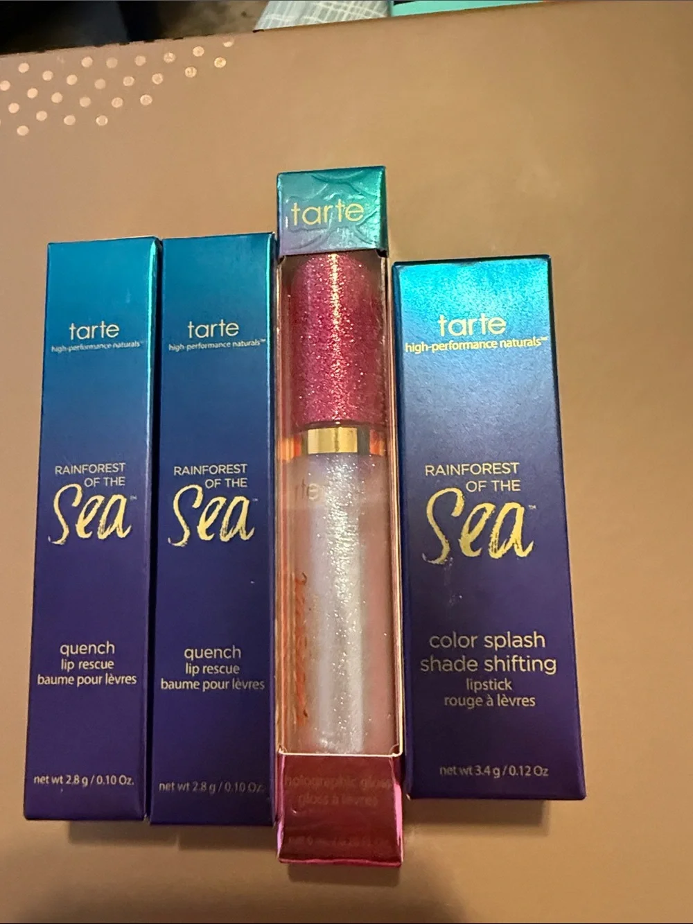 tarte Rainforest of the Sea Lip Set in Aqua, Purple, Pink/Lipstick & Lip Gloss